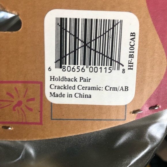 Beme Curtain Drapery Holdback Pair Crackled Cream Ceramic New In Package NIP - Picture 2 of 4